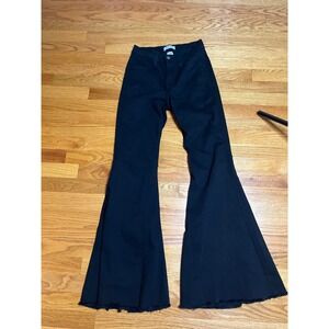 Judy Blue Super Flare  Stretch Jeans High Waist Frayed Hem Black Denim Size 1/25